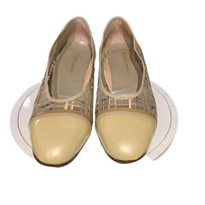 Pupi Camagna‎ Vintage Leather & Cloth Loafers Cream Vibram Sole Italy 9 Wmn